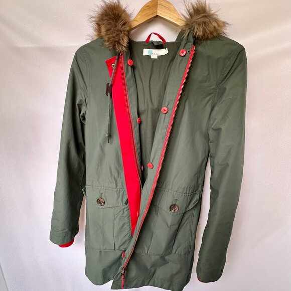 Boden Brentor Parka | Pine / Red / Leopard | Size 6 - Picture 7 of 8